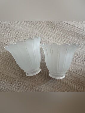 Vintage Frosted Glass Shade Set - Pair